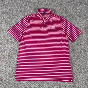 Stitch Golf Polo Shirt Mens Small Pink White Striped McGregor Downs Country Club